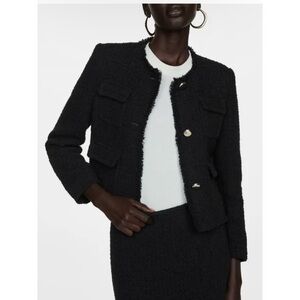 Mango Black Tweed Blazer with Tailored Design